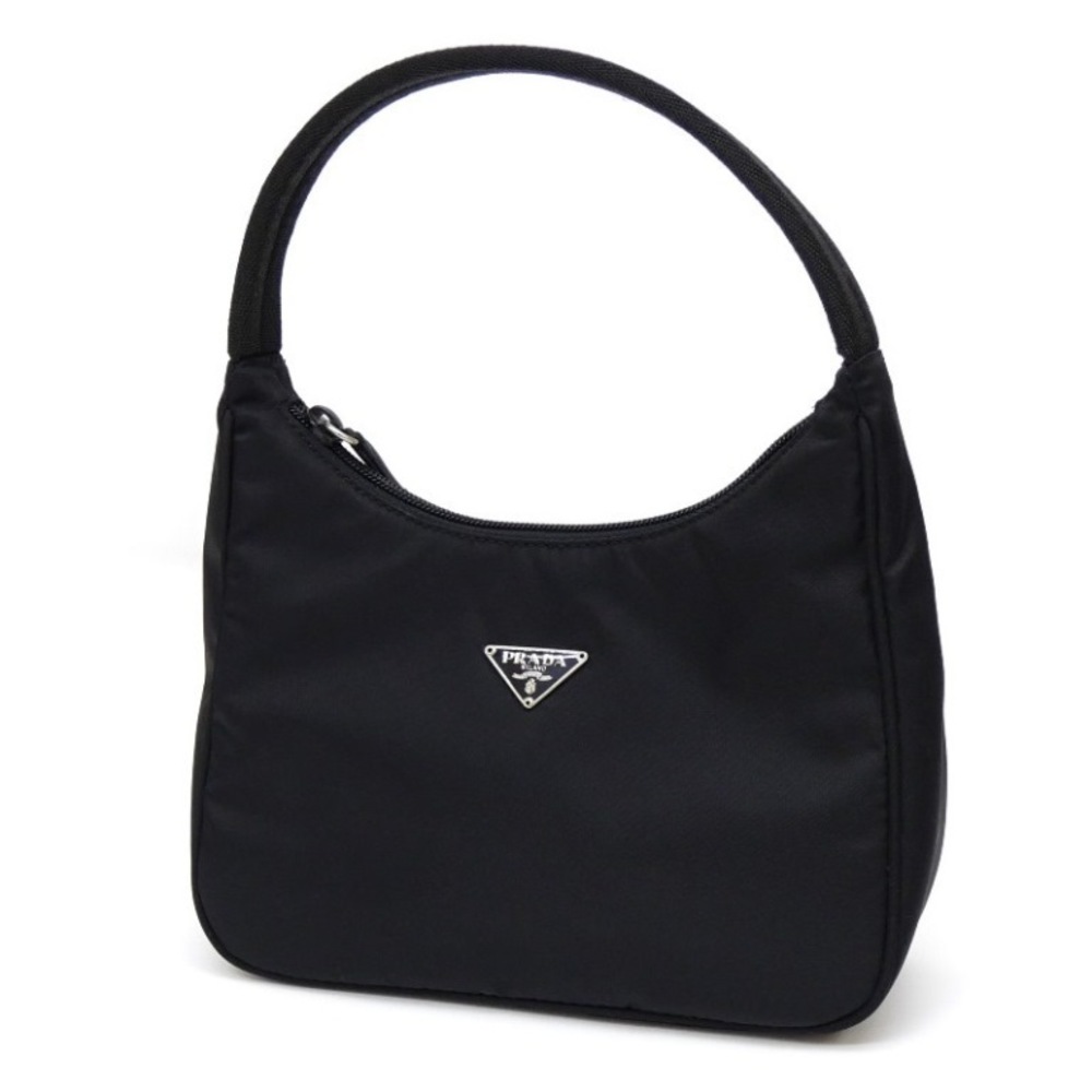 Prada Mini Pouch Triangle Logo Nylon Handbag Black - image 1